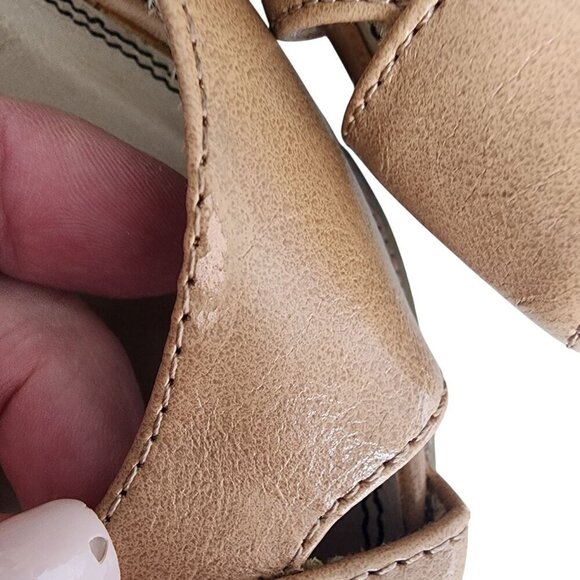 LifeStride Genuine Leather Peep Toe Platform Wedge Heels Tan Size 9 - Picture 12 of 13